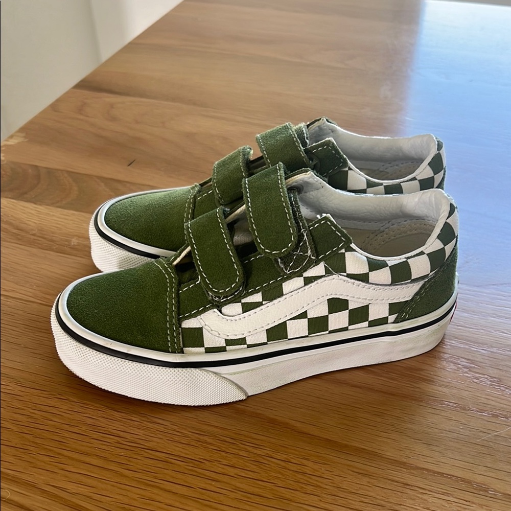 Vans Kids Green Checkered Shoes